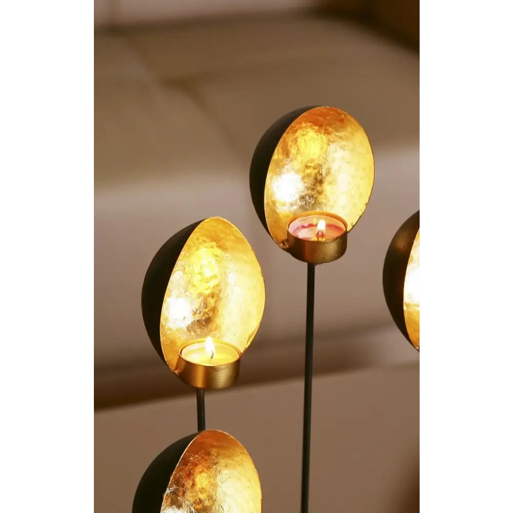 Shell Shape Tealight Black Gold Candle Holders - Home & Garden > Decor