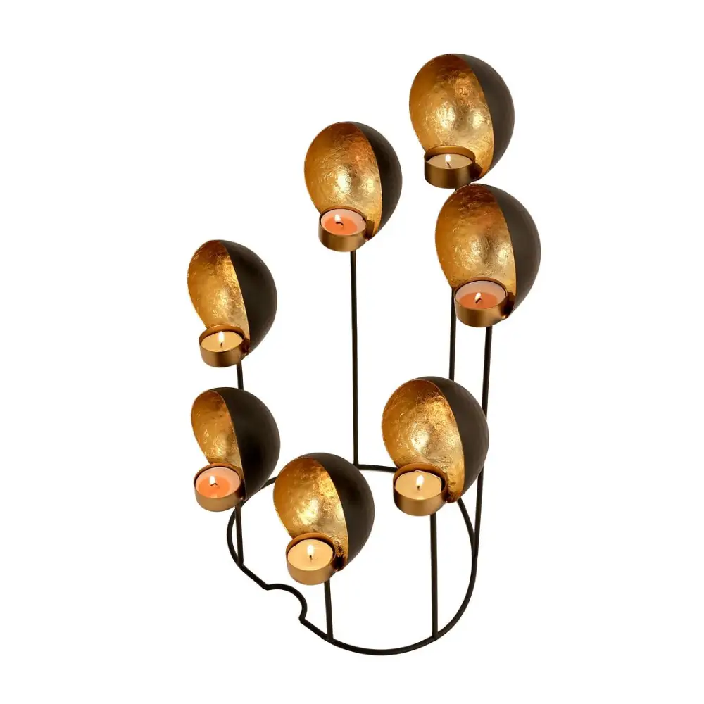 Shell Shape Tealight Black Gold Candle Holders - Home & Garden > Decor