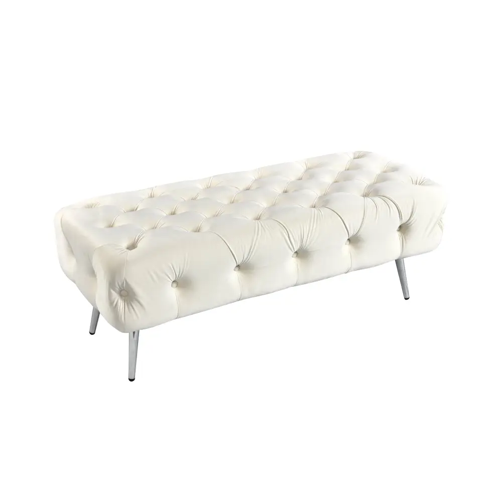 Shirley Ottoman Beige Velvet - Furniture > Living Room > Ottomans & Footstools