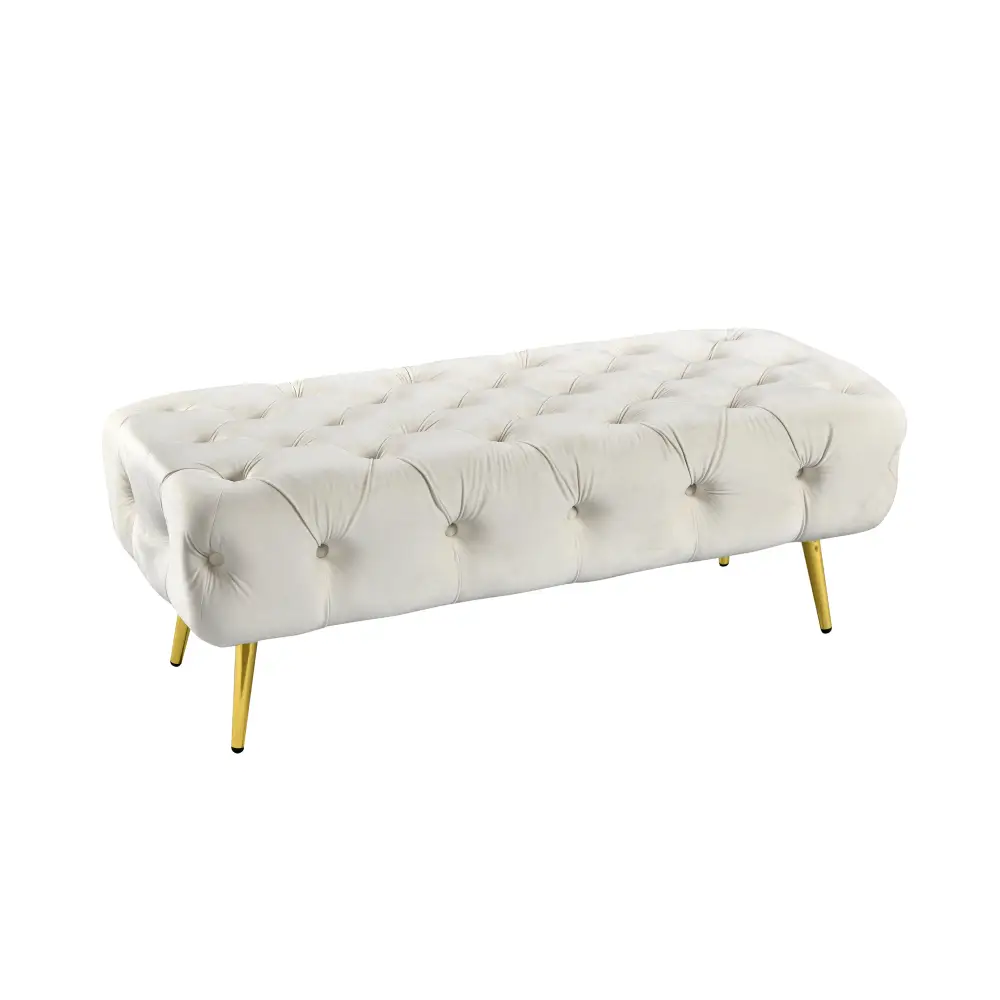 Shirley Ottoman Beige Velvet - Furniture > Living Room > Ottomans & Footstools