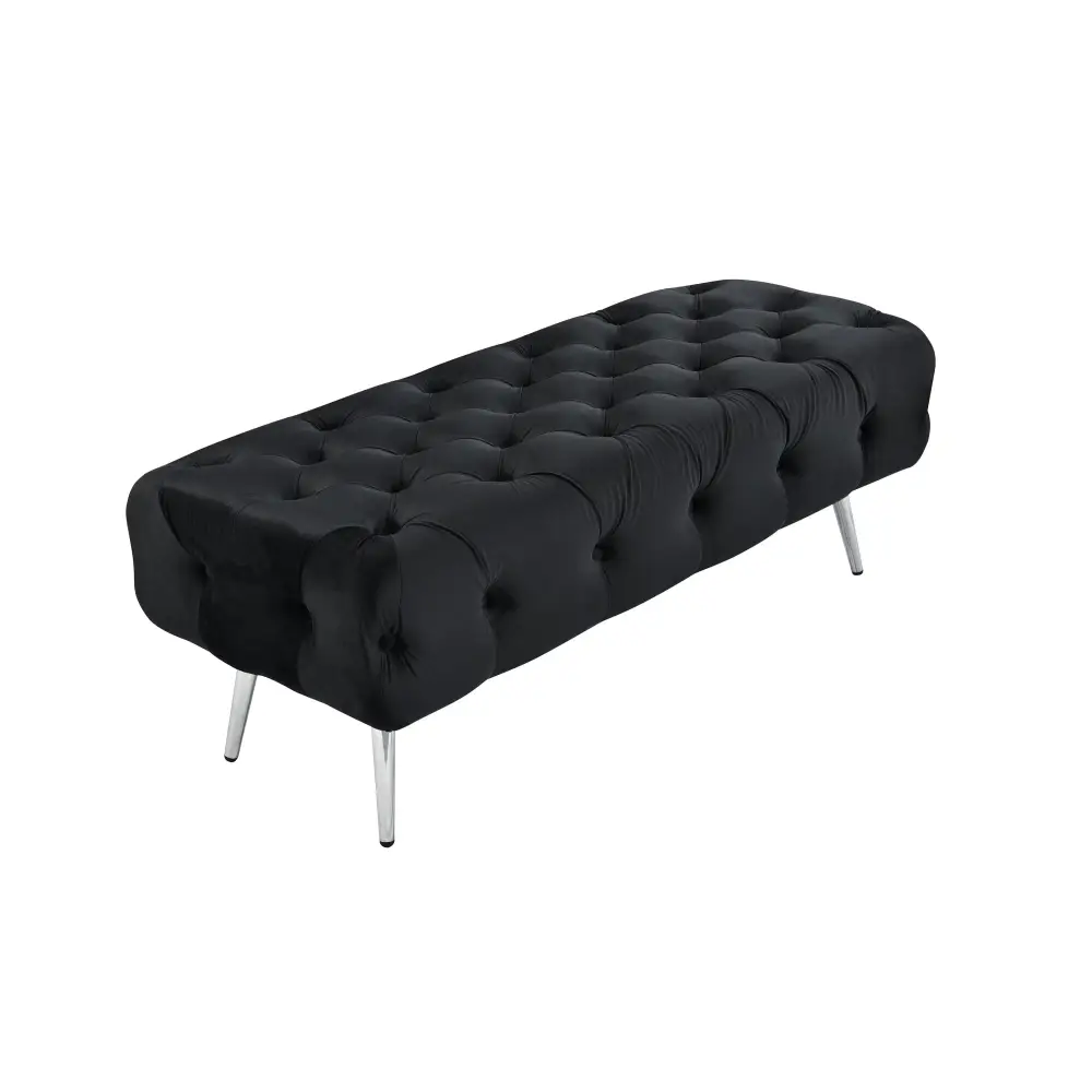 Shirley Ottoman Black Velvet - Furniture > Living Room > Ottomans & Footstools