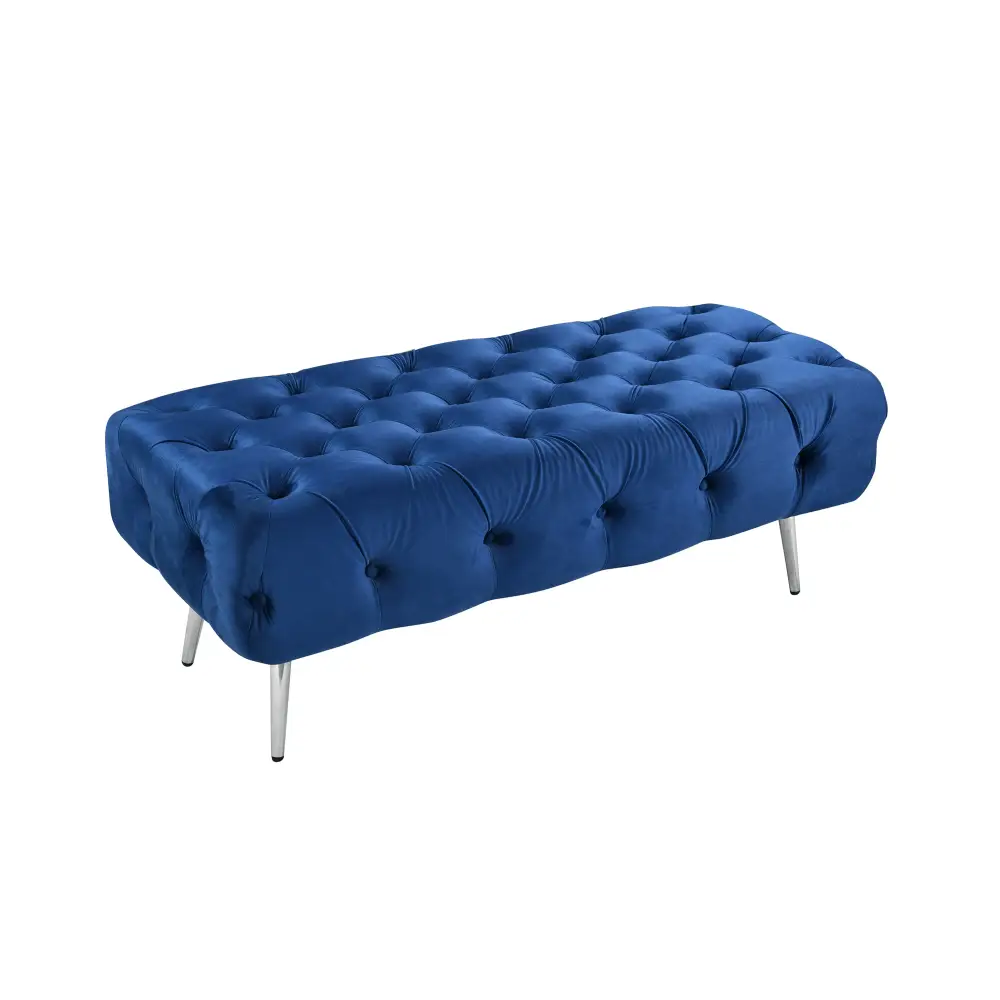 Shirley Ottoman Blue Velvet - Furniture > Living Room > Ottomans & Footstools