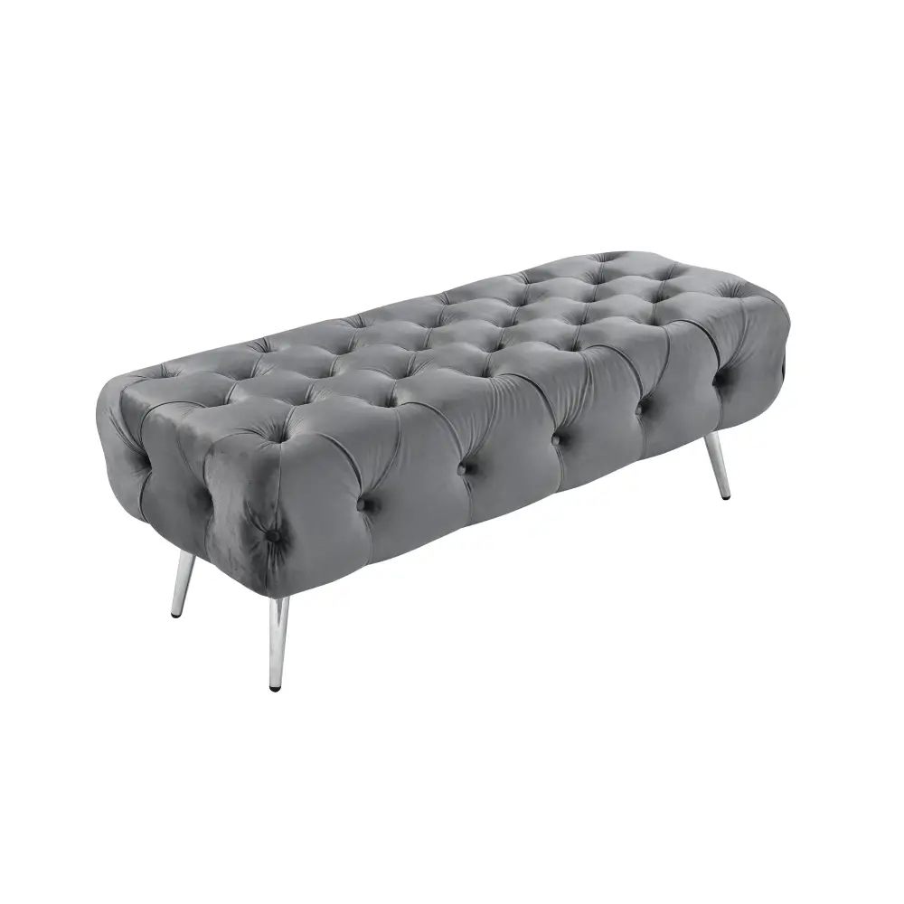 Shirley Ottoman Dark Grey Velvet - Furniture > Living Room > Ottomans & Footstools