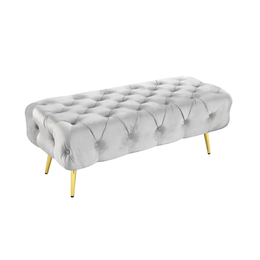 Shirley Ottoman Light Grey Velvet - Furniture > Living Room > Ottomans & Footstools