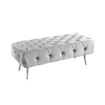 Shirley Ottoman Light Grey Velvet - Furniture > Living Room > Ottomans & Footstools