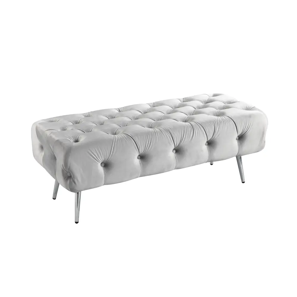 Shirley Ottoman Light Grey Velvet - Furniture > Living Room > Ottomans & Footstools