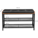 Shoe Bench with Mesh Shelf and Faux Leather Vintage Brown Black 80 x 30 x 48 cm - Furniture > Living Room