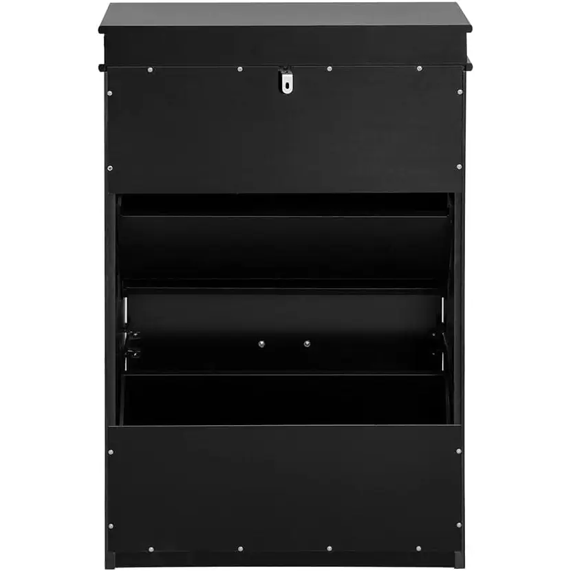Shoe Cabinet 2 Drawers Storage Cupboard Black - Furniture > Living Room > Shoe Storage