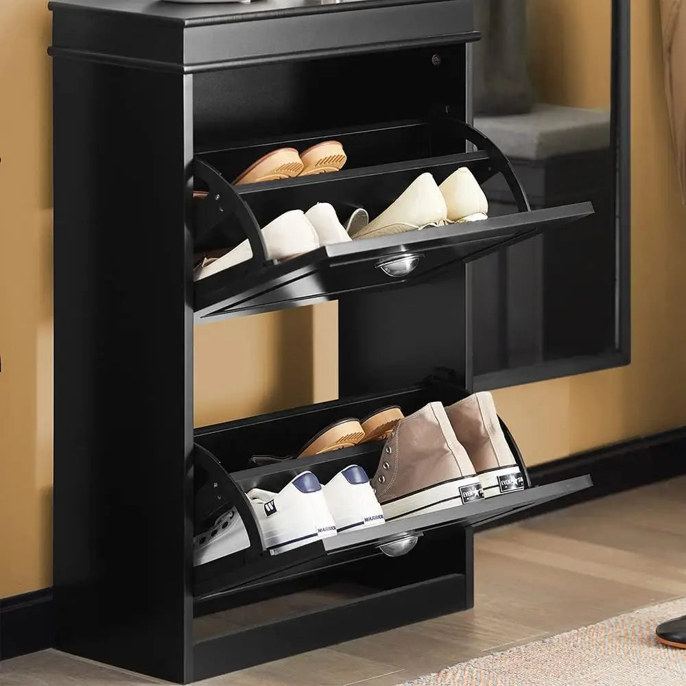 Shoe Cabinet 2 Drawers Storage Cupboard Black - Furniture > Living Room > Shoe Storage