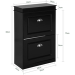 Shoe Cabinet 2 Drawers Storage Cupboard Black - Furniture > Living Room > Shoe Storage