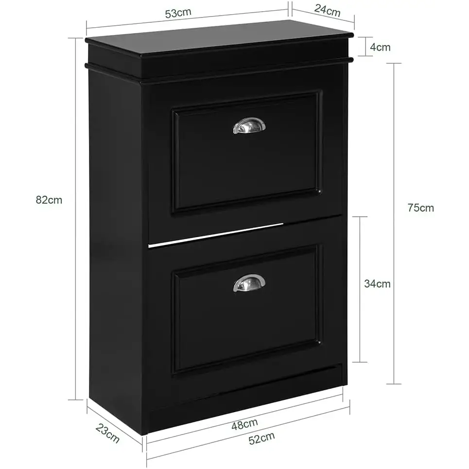 Shoe Cabinet 2 Drawers Storage Cupboard Black - Furniture > Living Room > Shoe Storage