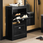 Shoe Cabinet 2 Drawers Storage Cupboard Black - Furniture > Living Room > Shoe Storage