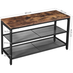 Shoe Rack with 2 Mesh Shelves Rustic Brown and Black - Furniture > Living Room
