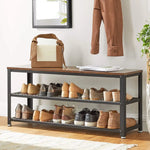 Shoe Rack with 2 Shelves 100 x 30 x 45 cm Rustic Brown and Black - Furniture > Living Room