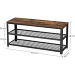 Shoe Rack with 2 Shelves 100 x 30 x 45 cm Rustic Brown and Black - Furniture > Living Room