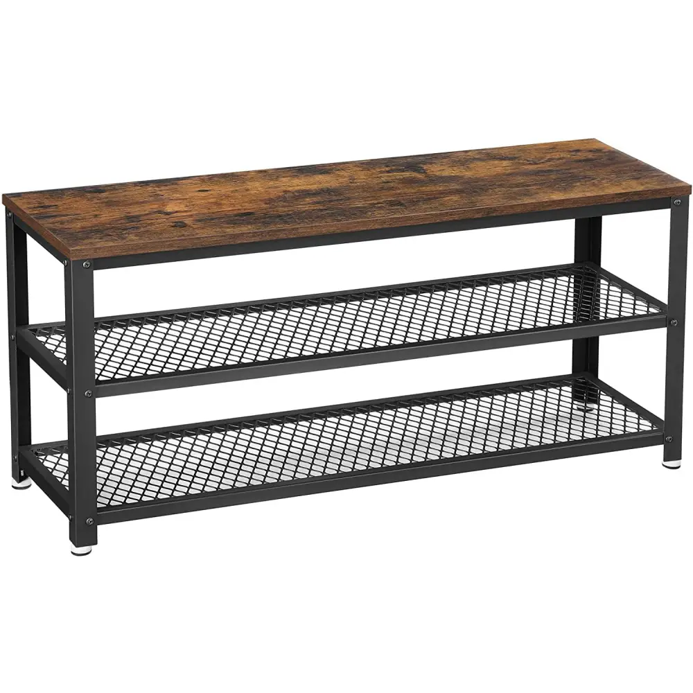 Shoe Rack with 2 Shelves 100 x 30 x 45 cm Rustic Brown and Black - Furniture > Living Room