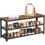 Shoe Rack with 2 Shelves 100 x 30 x 45 cm Rustic Brown and Black - Furniture > Living Room