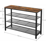 Shoe Rack with 3 Mesh Shelves Rustic Brown and Black - Furniture > Living Room