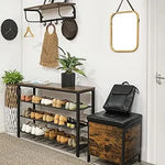 Shoe Rack with 3 Mesh Shelves Rustic Brown and Black - Furniture > Living Room