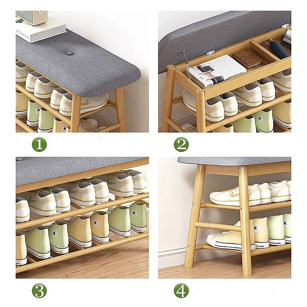 Shoe Stool Storage Rack Cabinet Multifunctional Space Saving - Furniture > Office