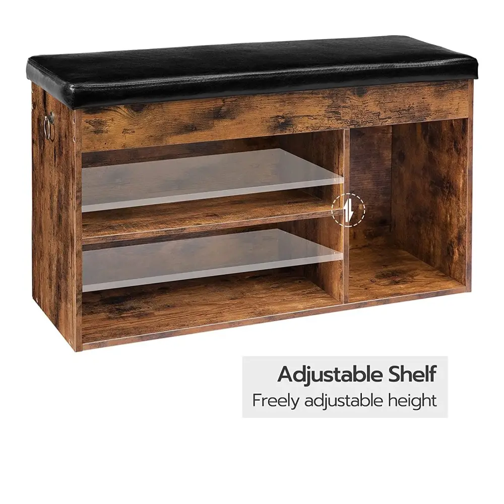 Shoe Storage Bench with Padded Cushion,Flip-Open Storage Box and Adjustable Shelf for Entryway and Living Room