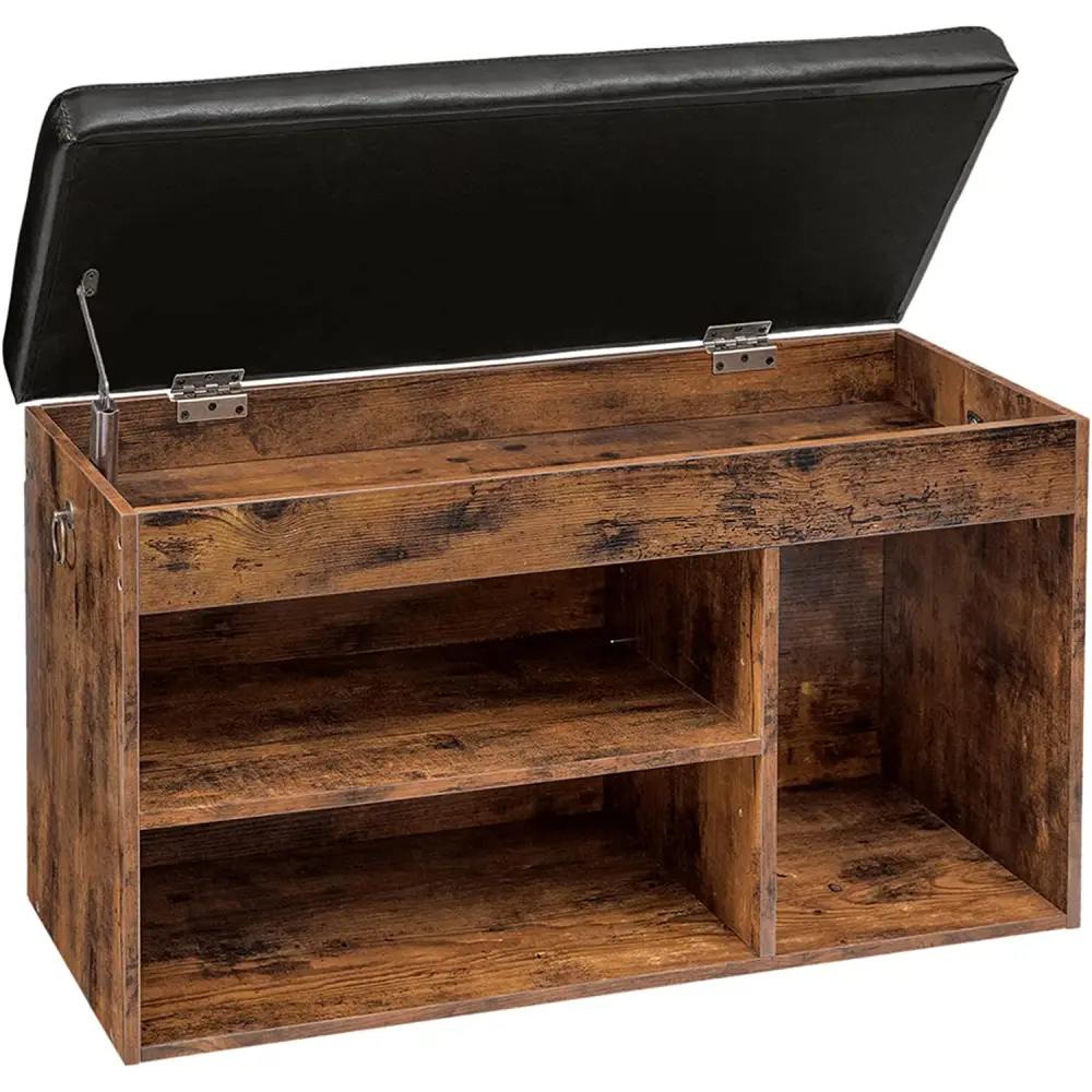 Shoe Storage Bench with Padded Cushion,Flip-Open Storage Box and Adjustable Shelf for Entryway and Living Room