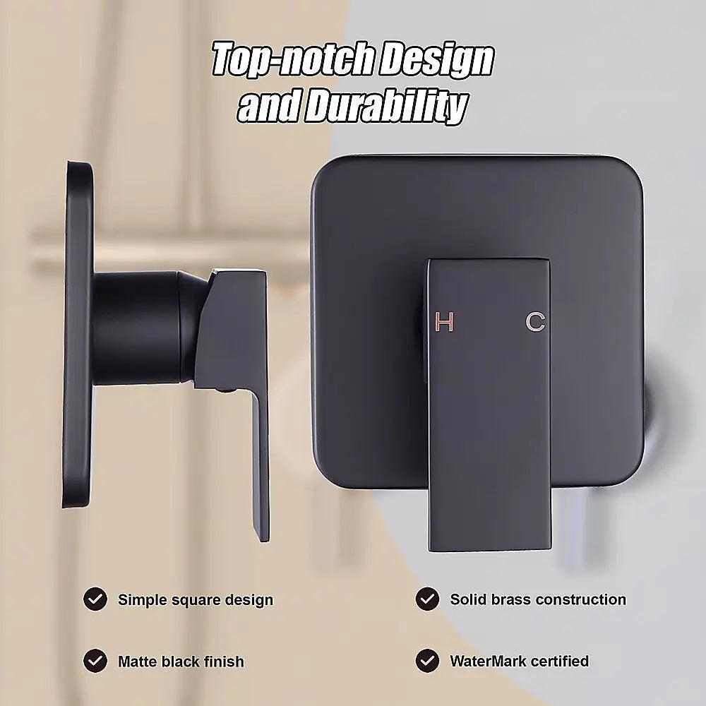 Shower Bath Mixer Tap Bathroom WATERMARK Approved - Electroplated Matte Black - Furniture > Bathroom > Tap & Sink