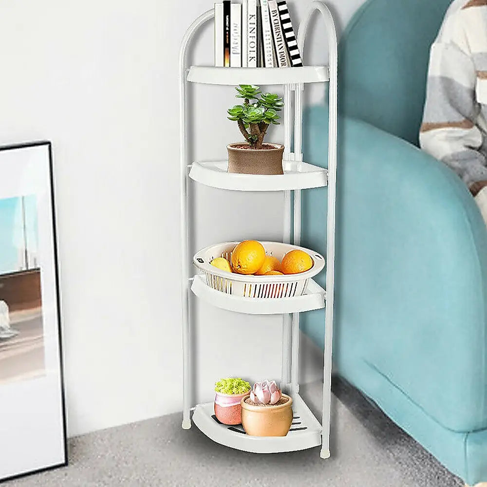 Shower Corner Shelf White Caddy Bathroom Shelves Organiser Bath Storage Rack 4 - Health & Beauty > Personal Care > Back