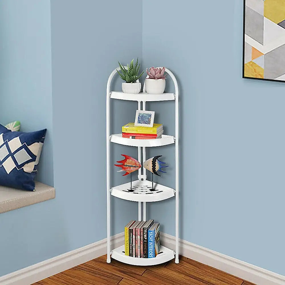 Shower Corner Shelf White Caddy Bathroom Shelves Organiser Bath Storage Rack 4 - Health & Beauty > Personal Care > Back
