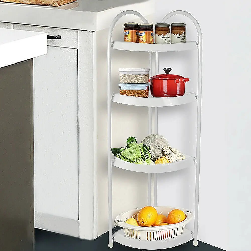 Shower Corner Shelf White Caddy Bathroom Shelves Organiser Bath Storage Rack 4 - Health & Beauty > Personal Care > Back