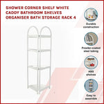 Shower Corner Shelf White Caddy Bathroom Shelves Organiser Bath Storage Rack 4 - Health & Beauty > Personal Care > Back