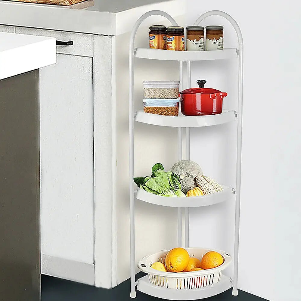 Shower Corner Shelf White Caddy Bathroom Shelves Organiser Bath Storage Rack 4 - Health & Beauty > Personal Care > Back