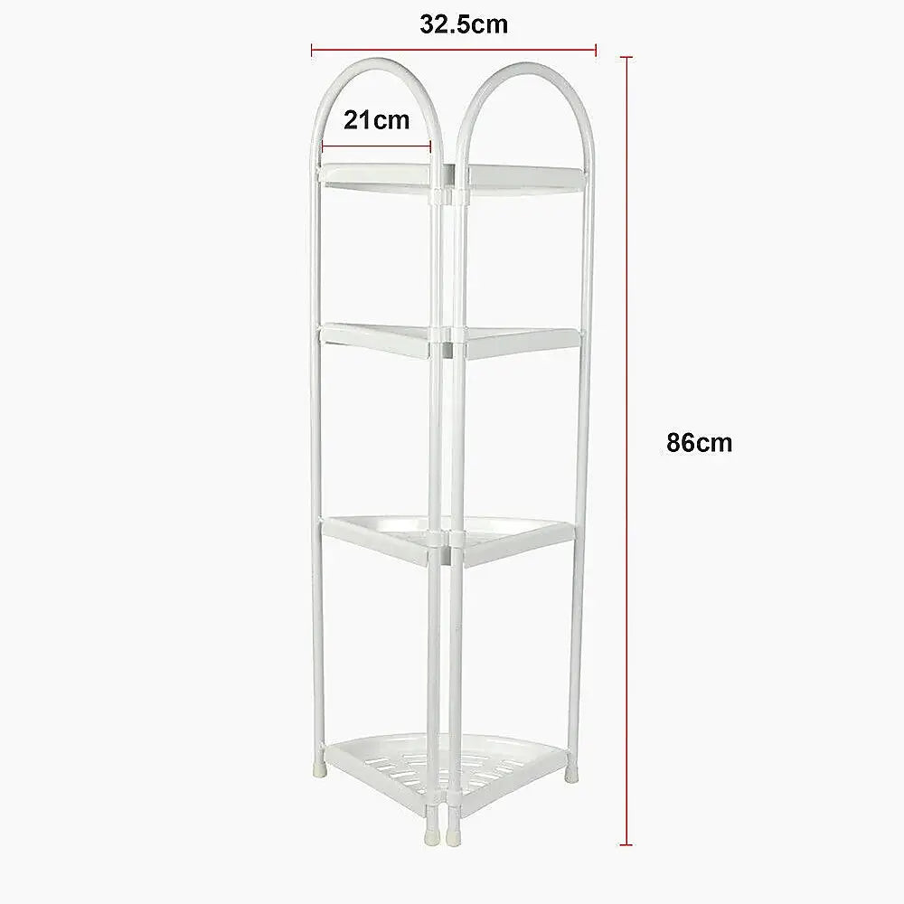 Shower Corner Shelf White Caddy Bathroom Shelves Organiser Bath Storage Rack 4 - Health & Beauty > Personal Care > Back