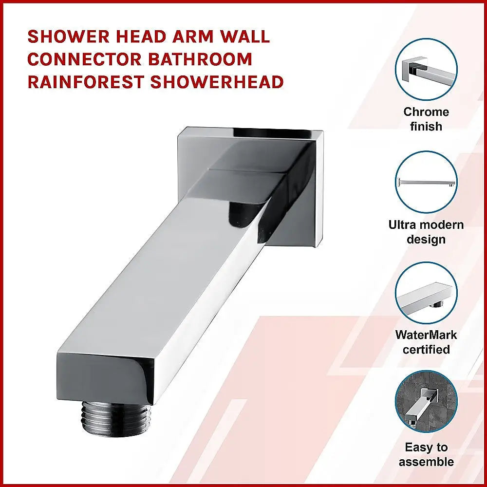 Shower Head Arm Wall Connector Bathroom Rainforest ShowerHead - Furniture > Bathroom > Shower Heads & Screens