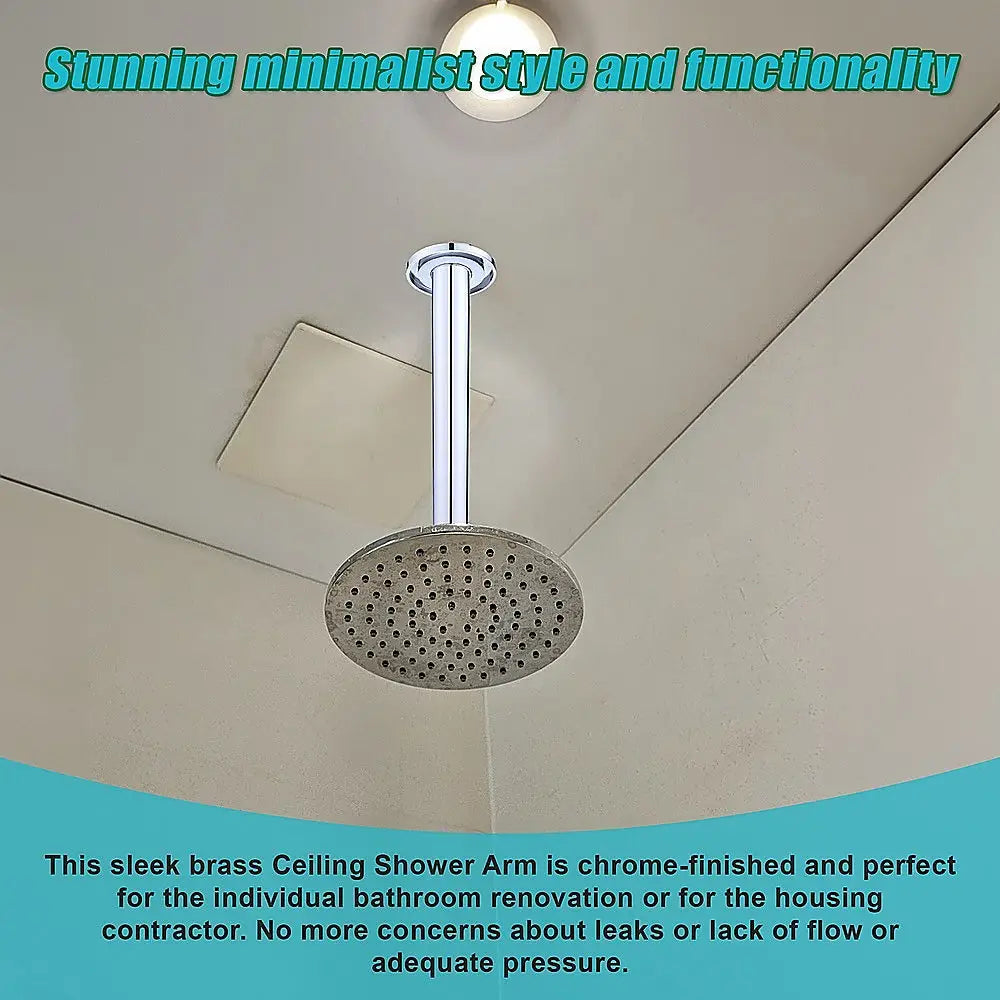 Shower Head Arm Wall Connector Round Bathroom Rainforest ShowerHead - Furniture > Bathroom