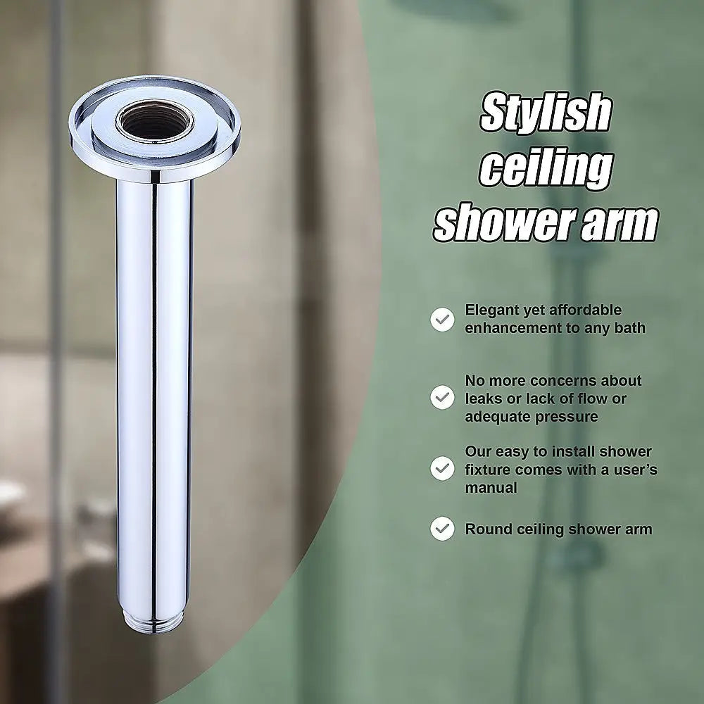 Shower Head Arm Wall Connector Round Bathroom Rainforest ShowerHead - Furniture > Bathroom