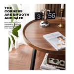 Side Round Coffee Table Retro 2-Tier Wooden Industrial Style - Electronics > Computers & Tablets
