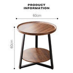 Side Round Coffee Table Retro 2-Tier Wooden Industrial Style - Electronics > Computers & Tablets