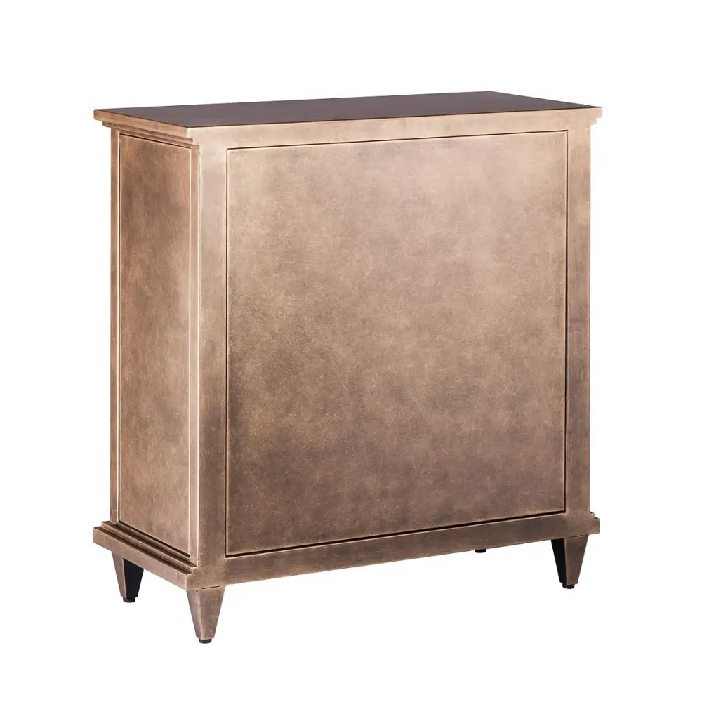 Sideboard Buffet Storage with Mirrored Glass Doors in French Brass Finish - Furniture > Dining