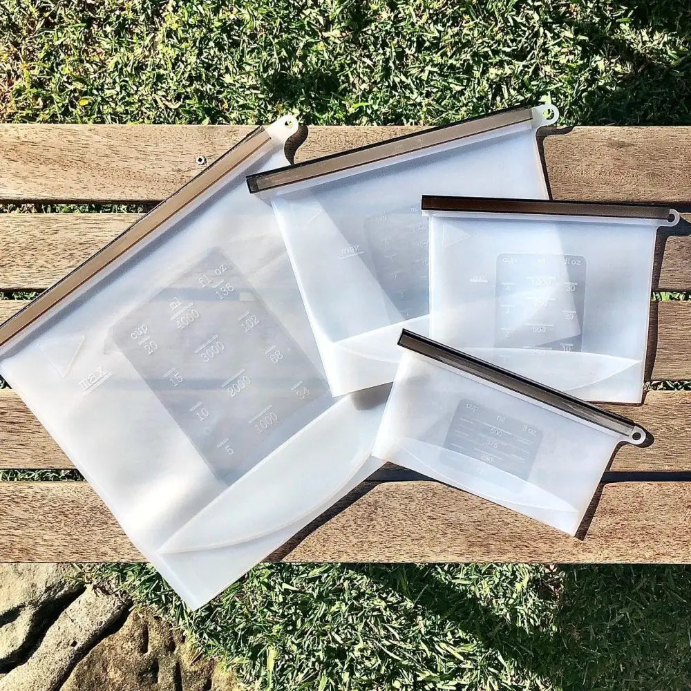 Silicone Zip Lock Food Pouch Bundle - 4 Sizes - Home & Garden > Kitchenware