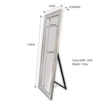 Silver Beaded Framed Mirror - Free Standing 50cm x 170cm - Home & Garden > Decor