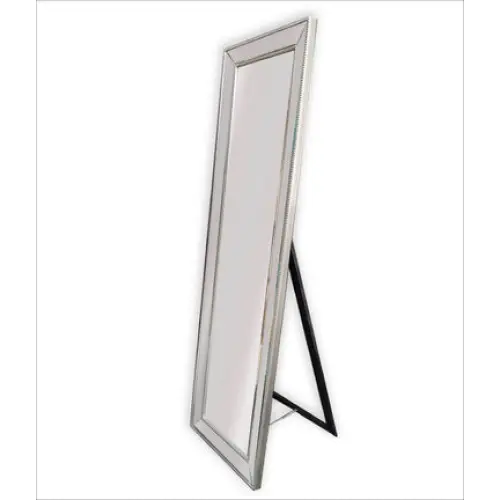 Silver Beaded Framed Mirror - Free Standing 50cm x 170cm - Home & Garden > Decor