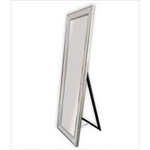 Silver Beaded Framed Mirror - Free Standing 50cm x 170cm - Home & Garden > Decor