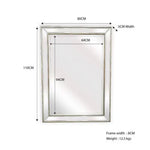 Silver Beaded Framed Mirror - Rectangle 80cm x 110cm - Home & Garden > Decor