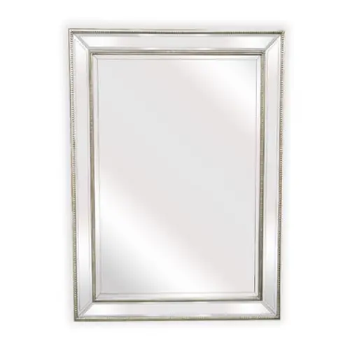 Silver Beaded Framed Mirror - Rectangle 80cm x 110cm - Home & Garden > Decor