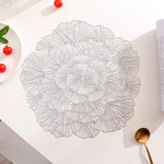 Silver Elegant Floral PVC Placemats - Set of 8 Durable & Stylish Table Mats (38cm) - Home & Garden > Kitchenware >