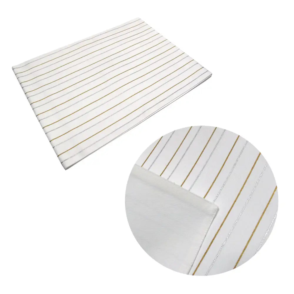 Silver Gold Stripes Cotton Metallic Print Table Runner 33 x 180 cm - Home & Garden > Kitchenware