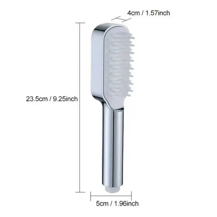 Silver Handheld Shower Head with Silicone Brush and Massage Function – High-Pressure Water Spray - Home & Garden >