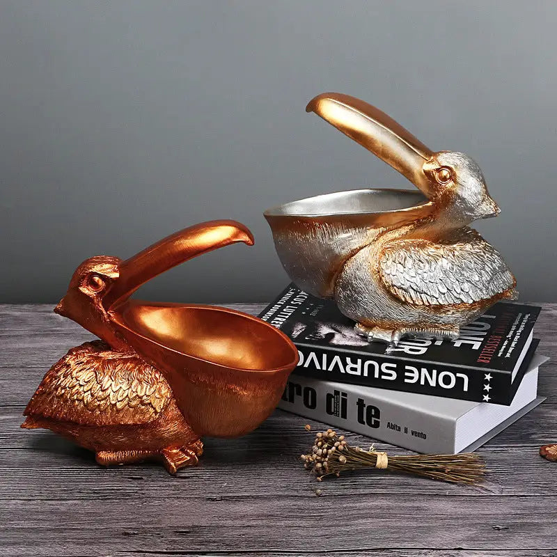 Silver Pelican Resin Decor Bowl - Unique Key Candy and Storage Organizer for Home Decoration - Home & Garden > Decor >