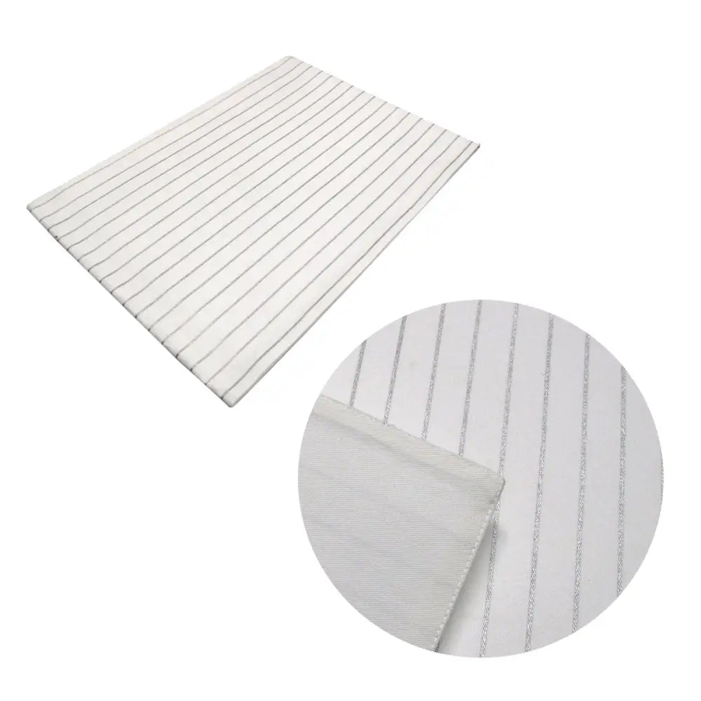 Silver Stripes Cotton Metallic Print Table Runner 33 x 180 cm - Home & Garden > Kitchenware